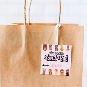 Personalize o dia dos namorados do gato para impressão você é pawsome festa dos namorados favor do aniversário do gato parte favor impresso tag rosa gato festa favor tag