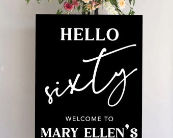Mothers 60 Birthday Party Welcome Sign Fathers 70 Birthday Party Decor Printed 60th Birthday Sign Large  Black and White Welcome Sign