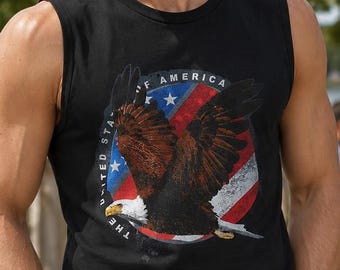 SALE!!! Bald Eagle Patriotic Tank Top, 250th Anniversary 4th of July Shirt, USA Independence Day Tee Graphic Tee Cotton Black