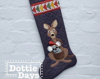 PDF downloadable Pattern - Bush Christmas Kangaroo stocking pattern by Dottie Days