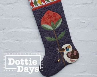 PDF downloadable Pattern - Bush Christmas Kookaburra stocking pattern by Dottie Days