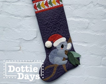 PDF downloadable Pattern - Bush Christmas Koala stocking pattern by Dottie Days
