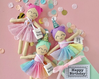 Custom made to order - Dottie days tiny Happy birthday gift doll