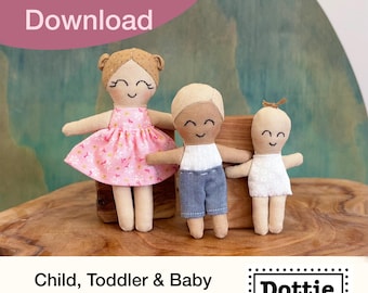 PDF sewing pattern - Child, Toddler & Baby Dollhouse doll 1:12 scale