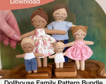 BUNDLE PDF PATTERN- whole family - adult, child, toddler and baby - Dollhouse doll 1:12 scale pattern - instant download