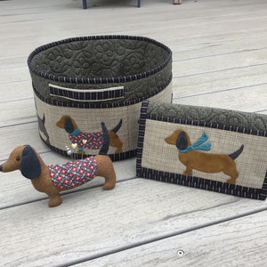 PDF downloadable Pattern - Dachshund sewing basket pattern by Dottie Days