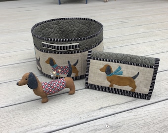PDF downloadable Pattern - Dachshund sewing basket pattern by Dottie Days