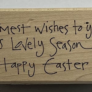 Warmest Wishes Happy Easter Sentiment Wood Mounted Rubber Stamp Card Making