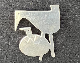 Vintage Mik Stousland Sterling Bird Pin | Modernist Designer Bird Brooch