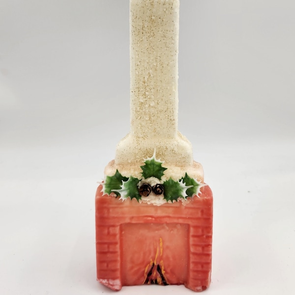 Vintage 1950's - 60's Christmas Fireplace Wax Candle | Christmas Decorations