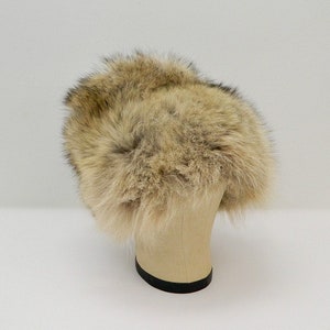 Vintage 1960s Fur Hat Lush Tan, Brown, Black Raccoon Fur Cloche Ski Hat image 1