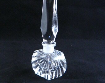 1950s Perfumer...Crystal Cut Perfume Bottle...Lidded...Diamond Cut Glass...Great Shape & Style...Vanity Decor...Mid Century...