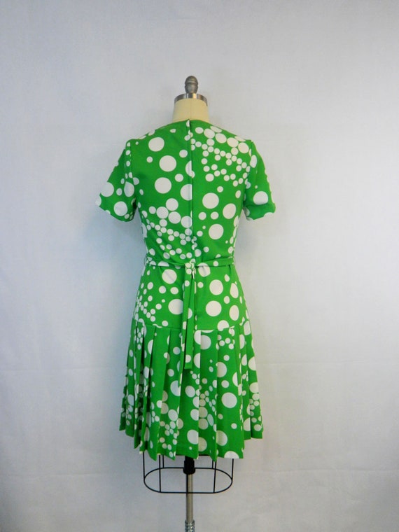 Vintage Scooter Dress  | 1960s Lime Green Polka D… - image 4