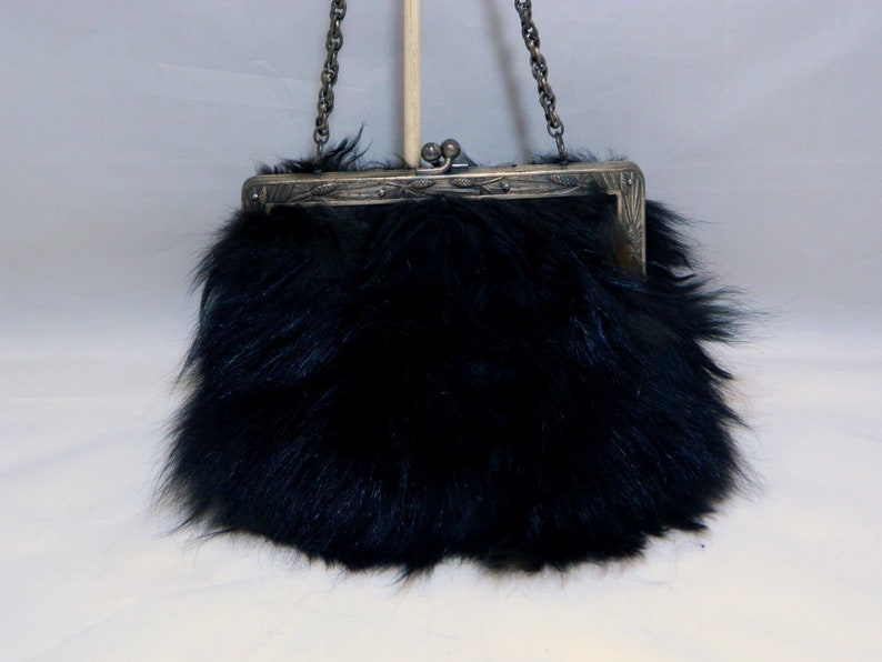 Victorian Fur Purse Vintage 1900s Black Fur Handbag Etsy