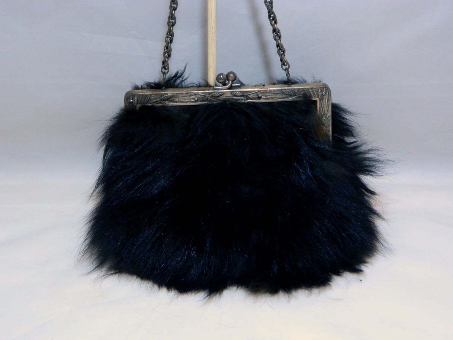 Céline Vintage - Fur Pouch Bag - Black - Leather Handbag - Luxury