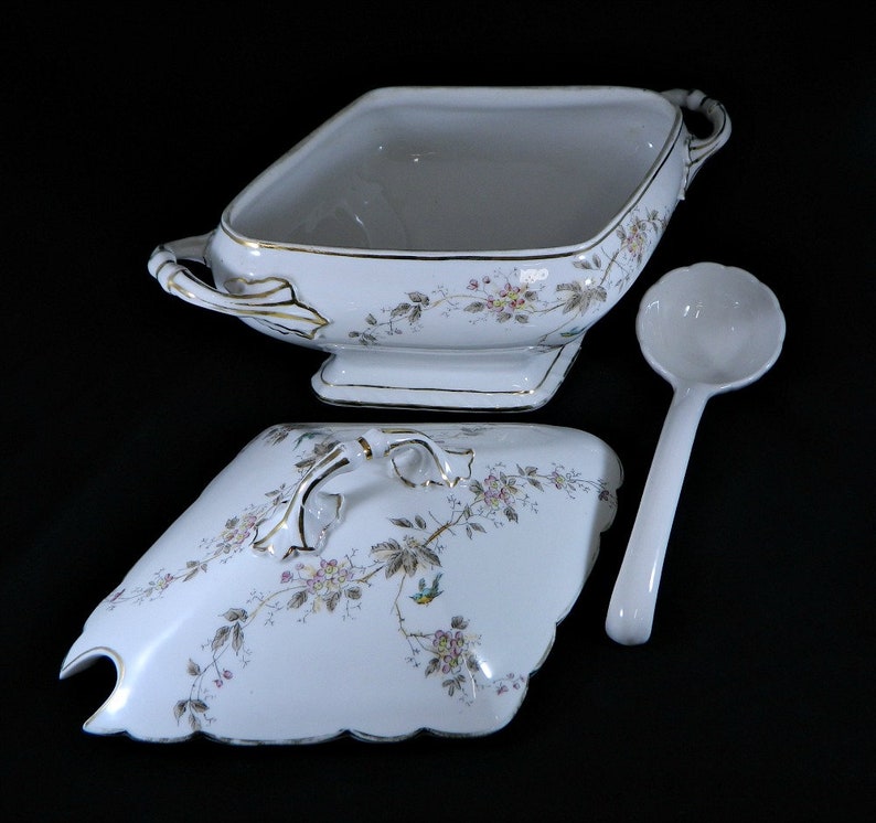 Vintage Covered Soup Tureen With Ladle Diamond Shaped Etsy