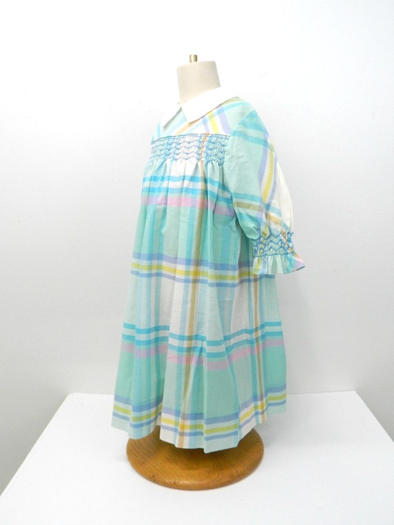Vintage 1960s  Little Girls Dress | Plaid Checker… - image 4