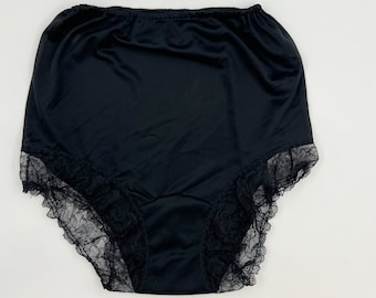 Culotte Van Raalte vintage des années 50 | Nylon noir avec dentelle aux jambes | Mythe Taille 5