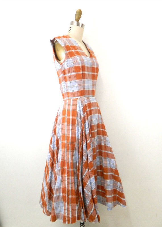 orange plaid dress