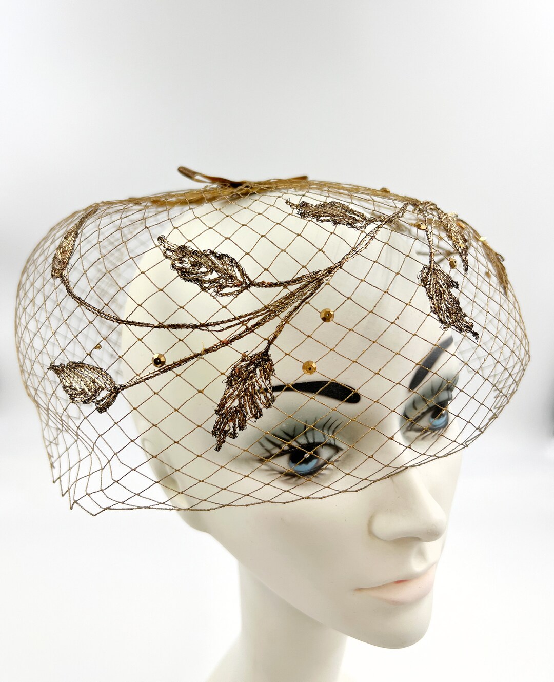 Vintage Gold Birdcage Hat Mid Century 1950s Ladies Fascinator Etsy