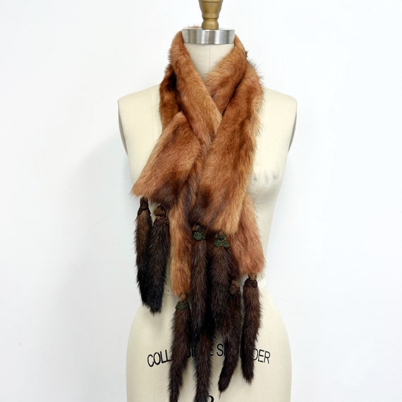 Vintage Mink Scarf with Tails | 19450s - 1950s Ge… - image 1