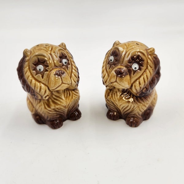 Vintage 1960's Pair of Google Eyed Lion Salt and Pepper Set