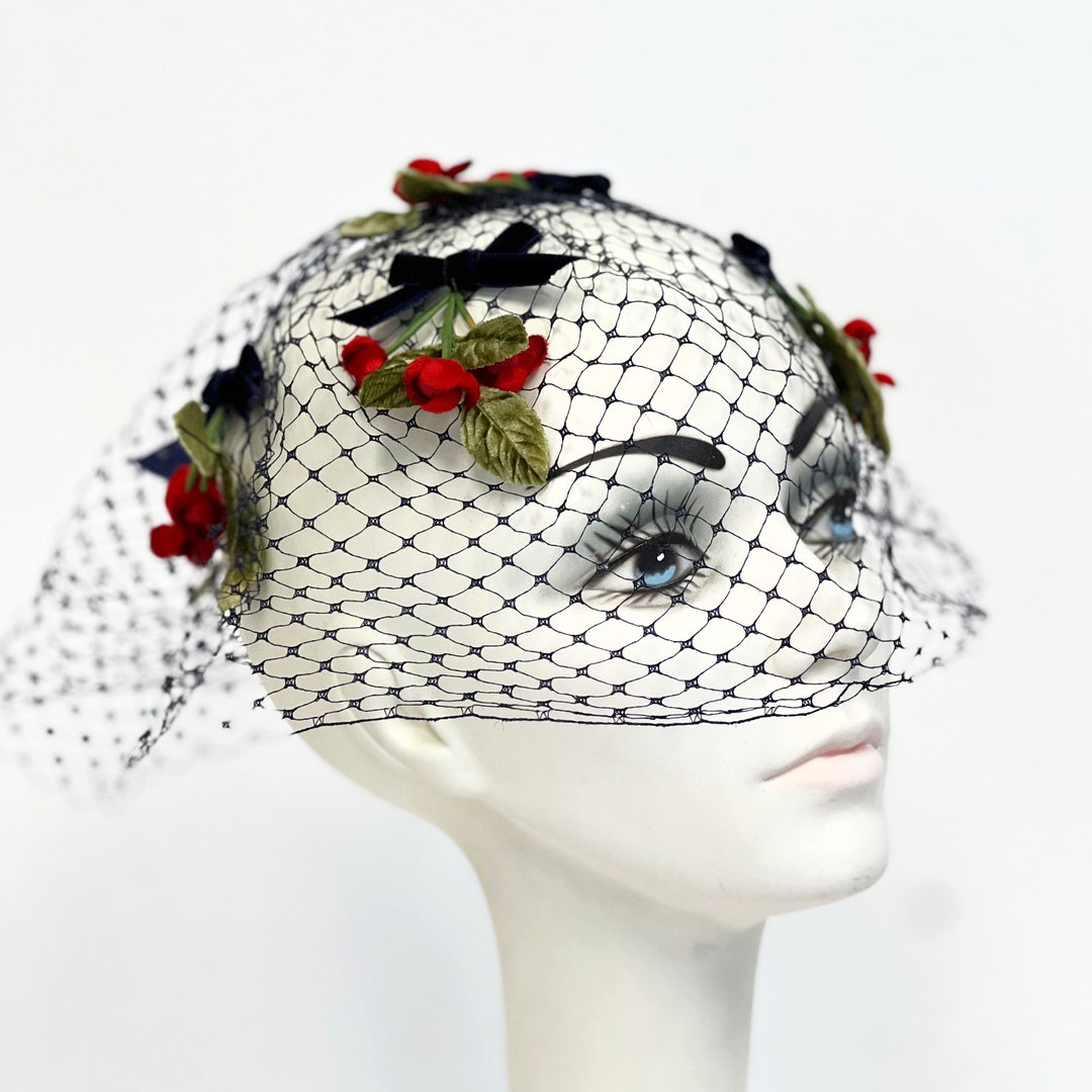 Vintage Whimsy Hat 50s 60s Birdcage Hat With Red Velvet Etsy