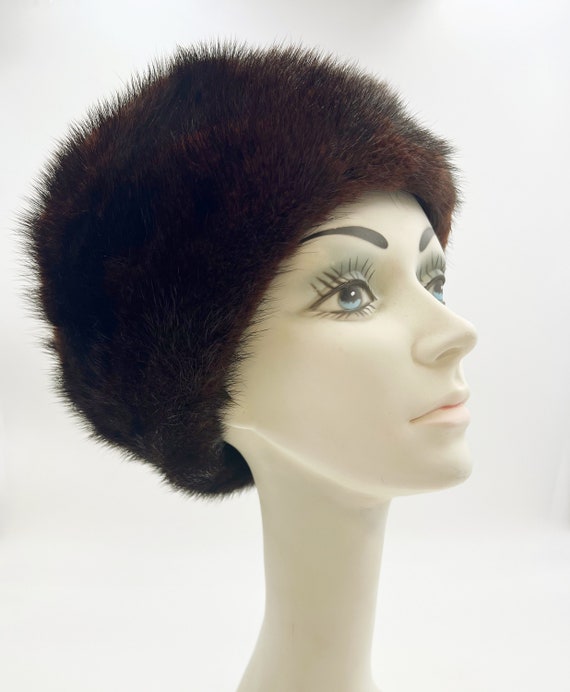 Vintage Faux Fur Bubble Hat | 1960s Fake Mink Wom… - image 1