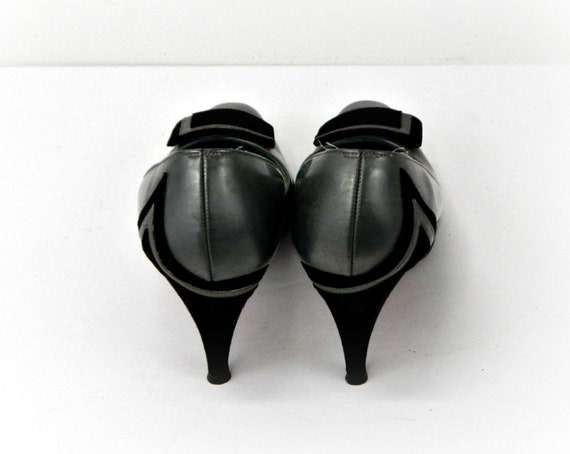 Vintage Gunmetal Gray High Heels ... 1960s Pumps … - image 3