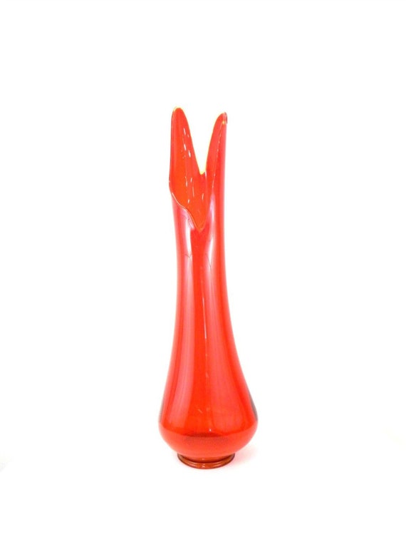 Vintage Viking Glass Floor Vase Red Large Viking Art Glass Etsy
