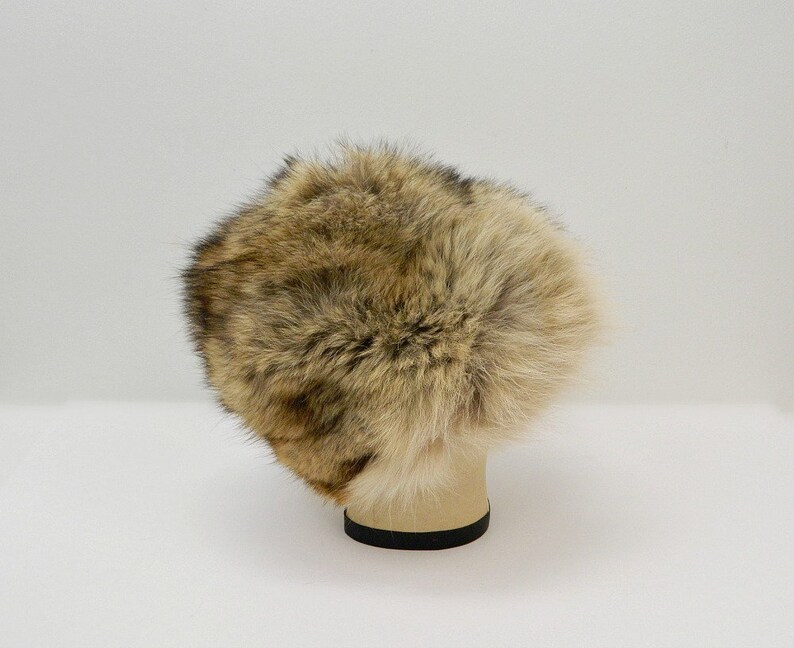 Vintage 1960s Fur Hat Lush Tan, Brown, Black Raccoon Fur Cloche Ski Hat image 6