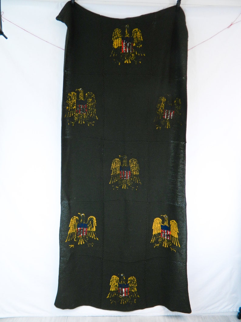 Vintage Wool Eagle Blanket Army Insignia Patriotic Gold Etsy