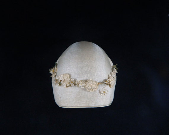Vintage Linen Color Sculpted Half Hat | 1940s/50s… - image 8
