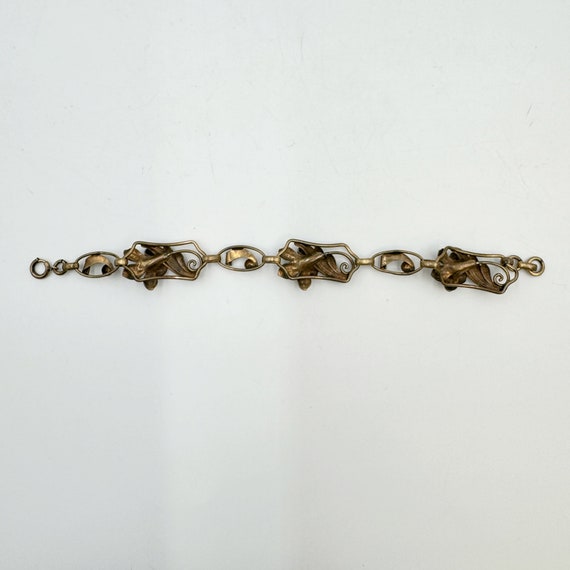 Vintage Art Nouveau Panel Bracelet | Floral Gold … - image 5