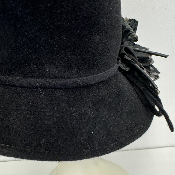 Vintage 1940s Tilt Hat | Black Felt with Brim and… - image 6