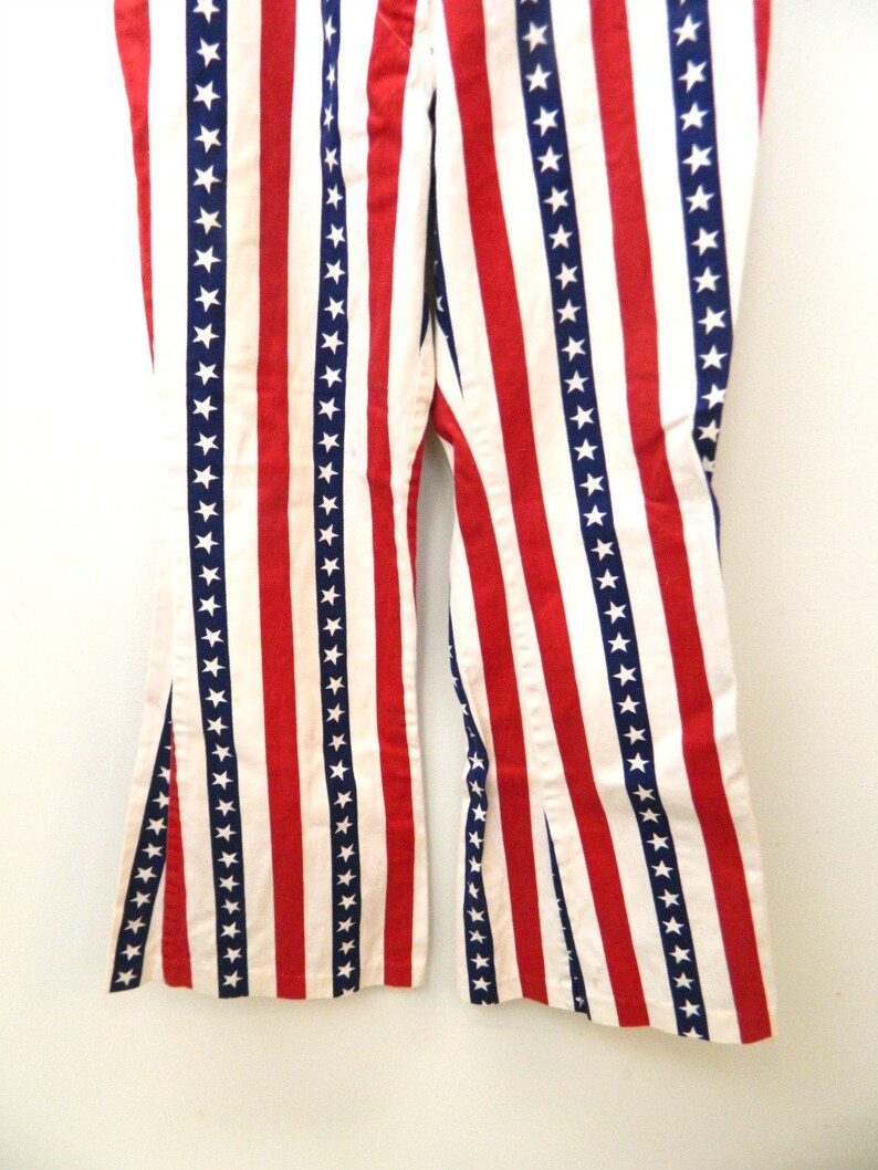 1970s Stars /& Stripes Denim Jeans...Bell Bottom Jeans...Red White Blue Americana Denim Pants...Miss Holly Size X Small to Small