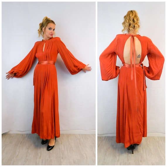Ossie Clark for Quorum Burnt Orange Dress, Vintage