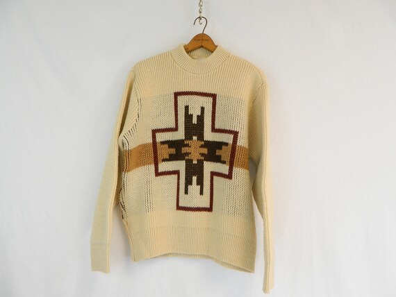 Vintage Aztec Themed Orlan Acrylic Sweater | 1960