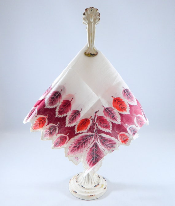 Colorful Leaves Handkerchief ... Burgundy Handkerc