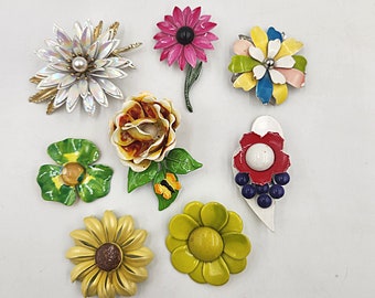 Vintage 1960's - 70's Metal Floral Pin - Broaches - Priced Choice from 8 Dollars to 18 Dollars -