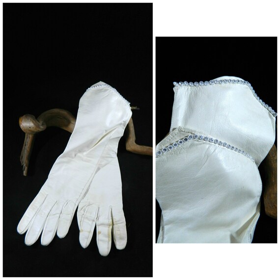Vintage 1950's Andre David Opera Gloves...White Le