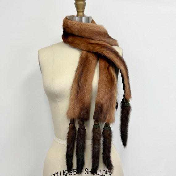 Vintage Mink Scarf with Tails | 19450s - 1950s Ge… - image 9