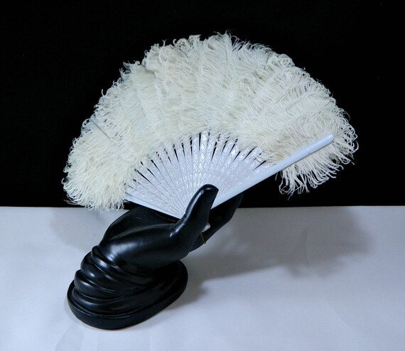 Ostrich Feather Fan ... Vintage 1920s Flapper Fan