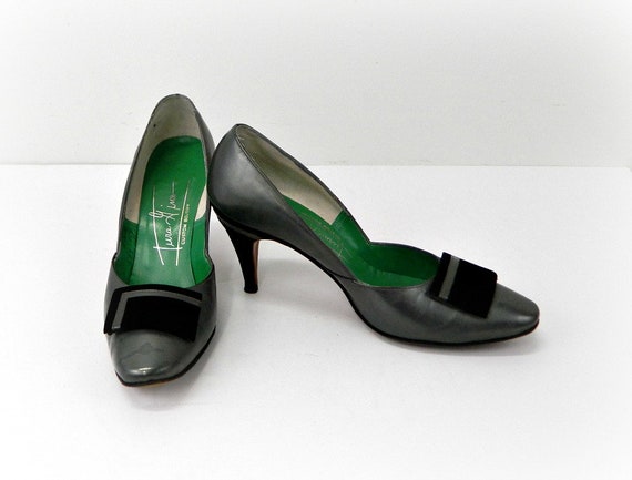 Vintage Gunmetal Gray High Heels ... 1960s Pumps … - image 6