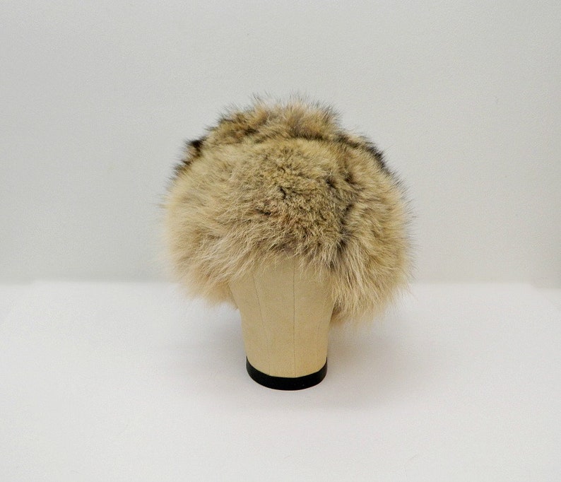 Vintage 1960s Fur Hat Lush Tan, Brown, Black Raccoon Fur Cloche Ski Hat image 2