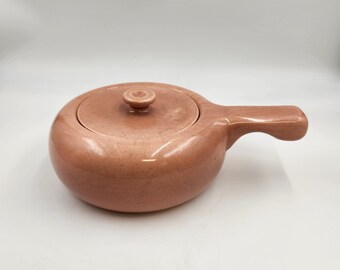 Vintage 1960's Russell Wright Steubenville Pottery Coral Pink Covered Bean Pot - Casserole