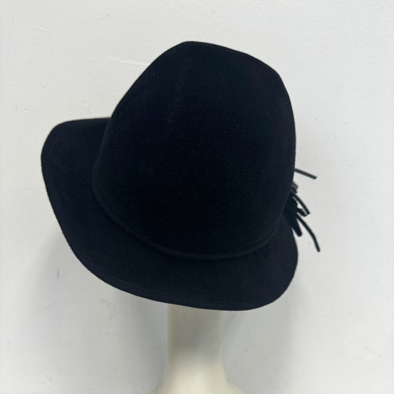 Vintage 1940s Tilt Hat | Black Felt with Brim and… - image 3