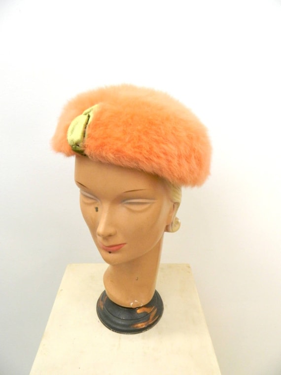 1950s Marabou Women's Designer Hat ... Peach Marab