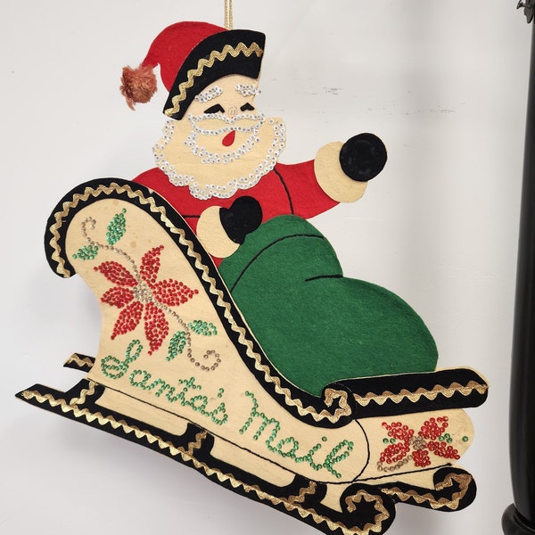 vintage années 1950 - Père Noël fait à la main des années 60 - Santa Mail Mur suspendu d’un kit de bricolage