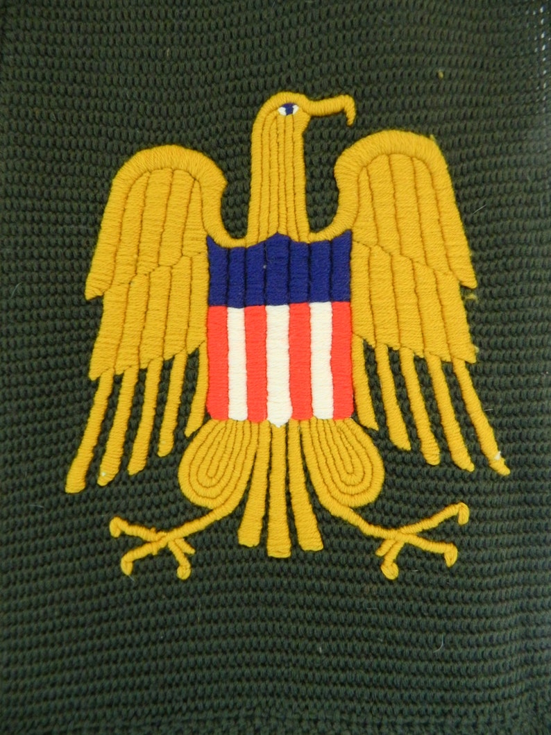 Vintage Wool Eagle Blanket Army Insignia Patriotic Gold Etsy